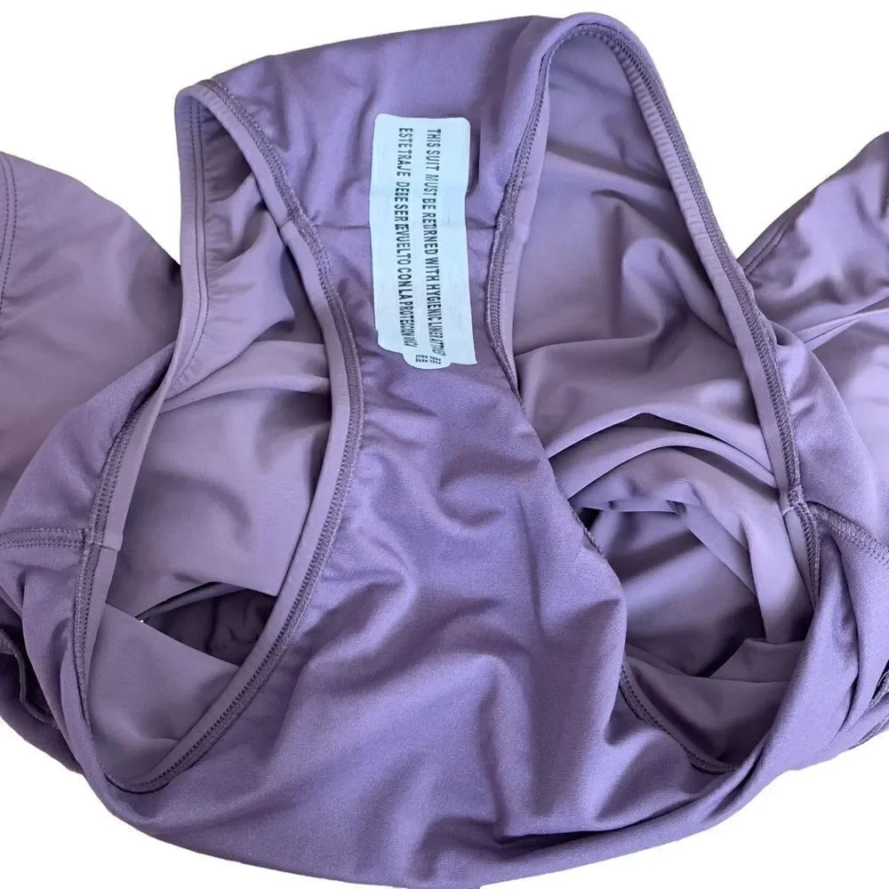 Shade & Shore Women's Torso Plunge Front Swimsuit Mauve Purple XLARGE NWT